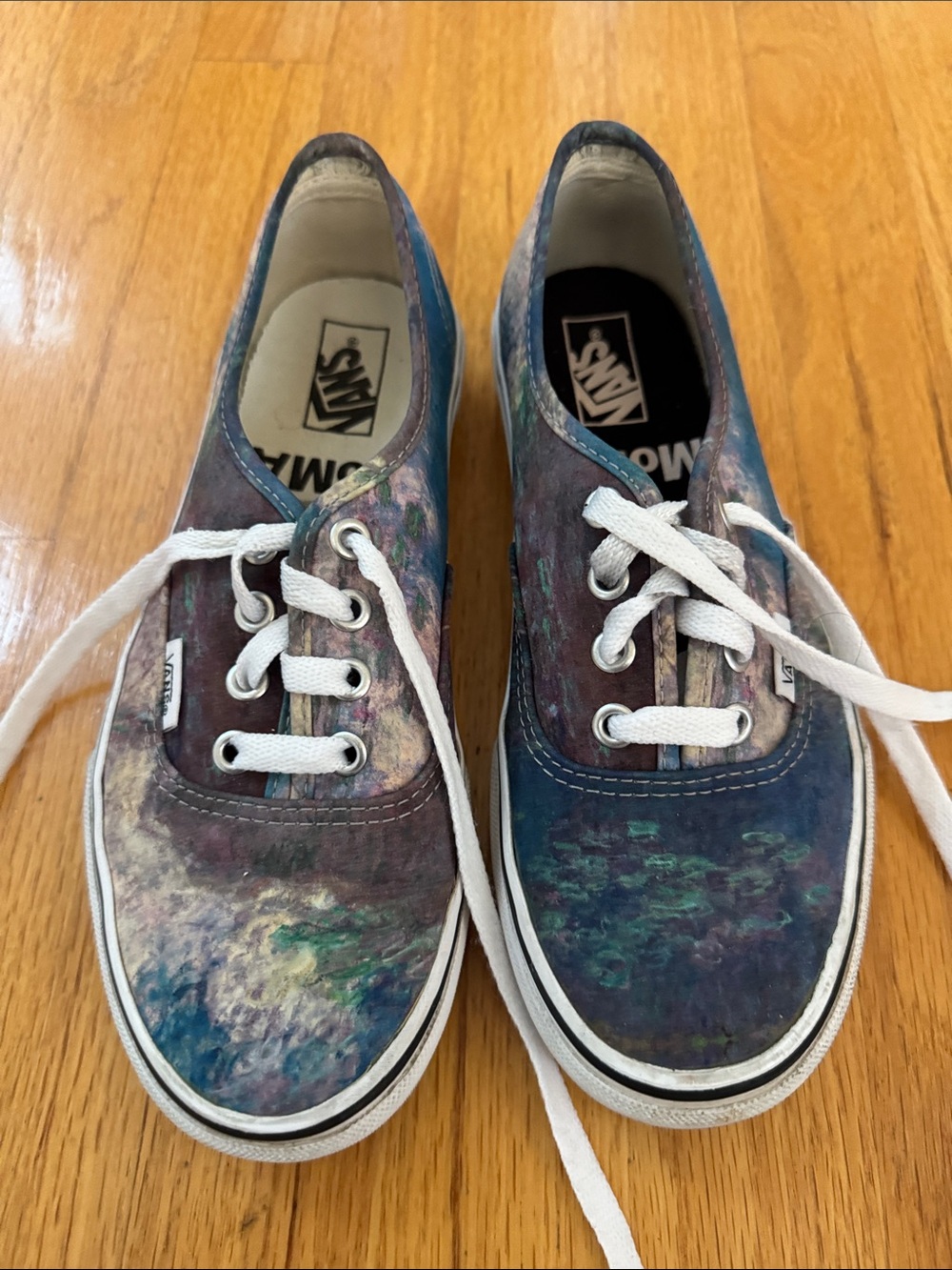 Vans Women's Lace-Up Sneakers in Multicolor Blue-Green watercolor Monet
